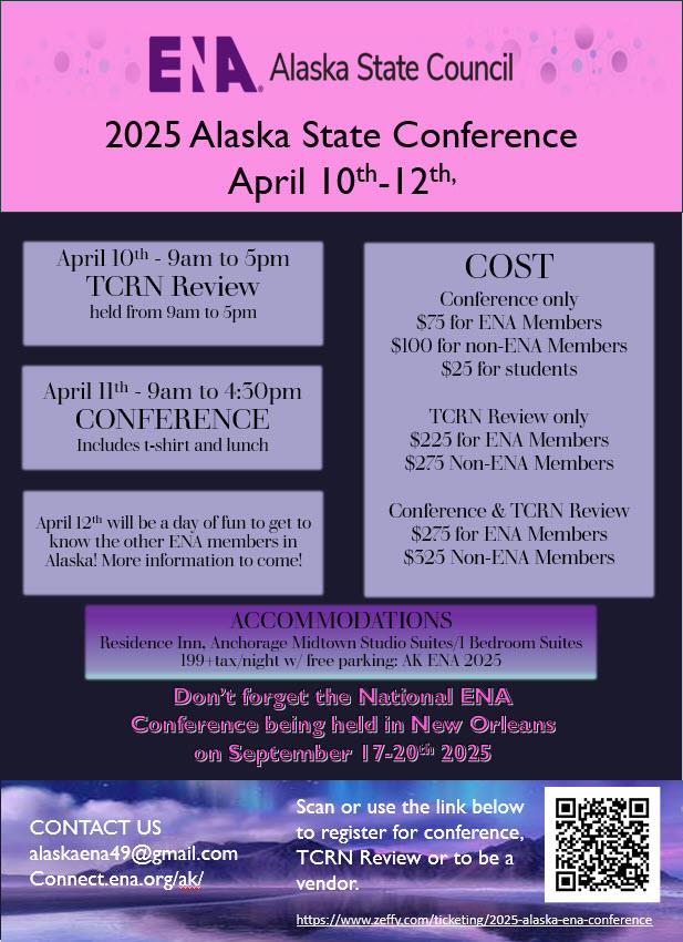 2025 Alaska ENA Conference Flyer Pricing + Info